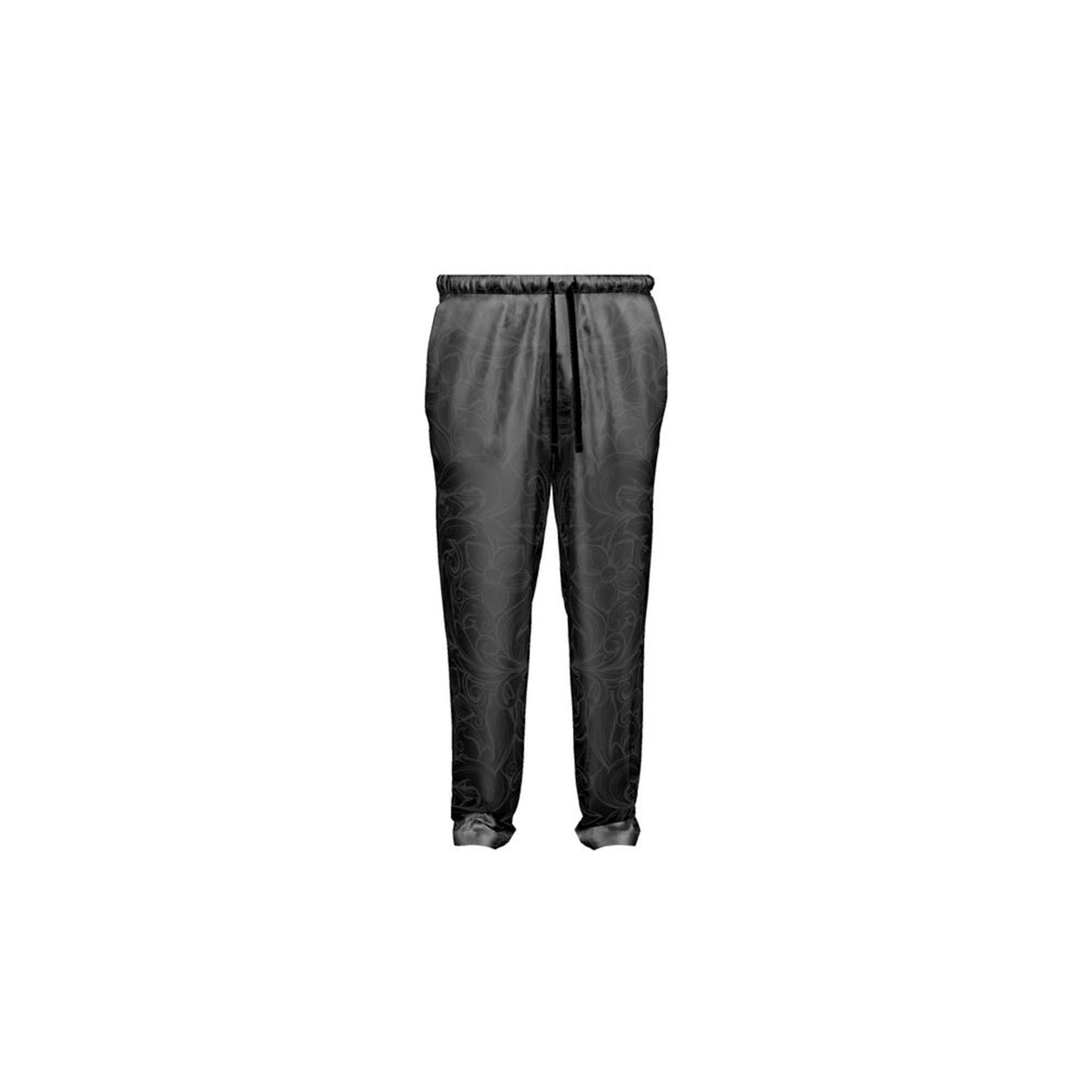 Pantalon de pyjama en soie à fleurs noir