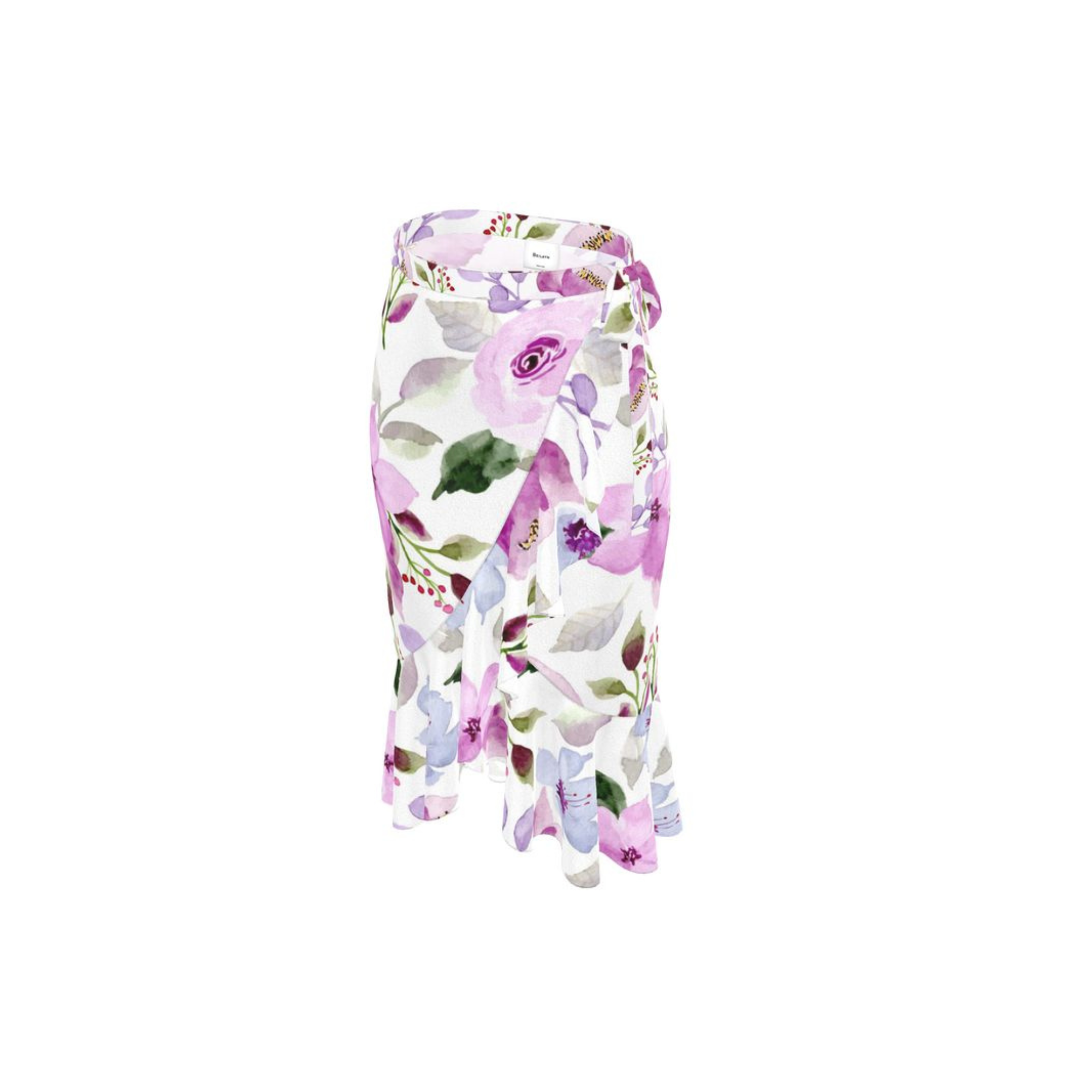 Long wrap skirt with floral print