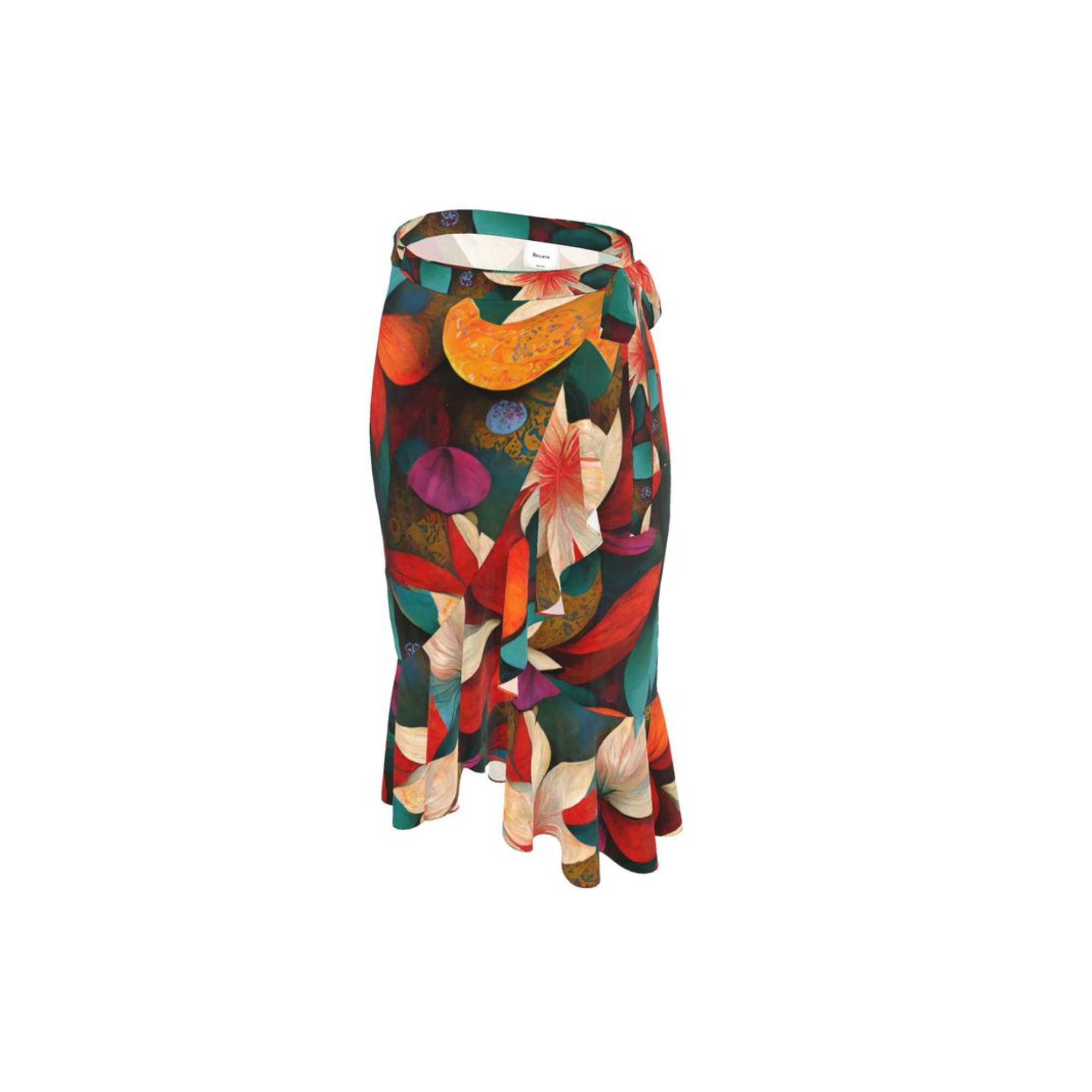 Long wrap skirt with floral print