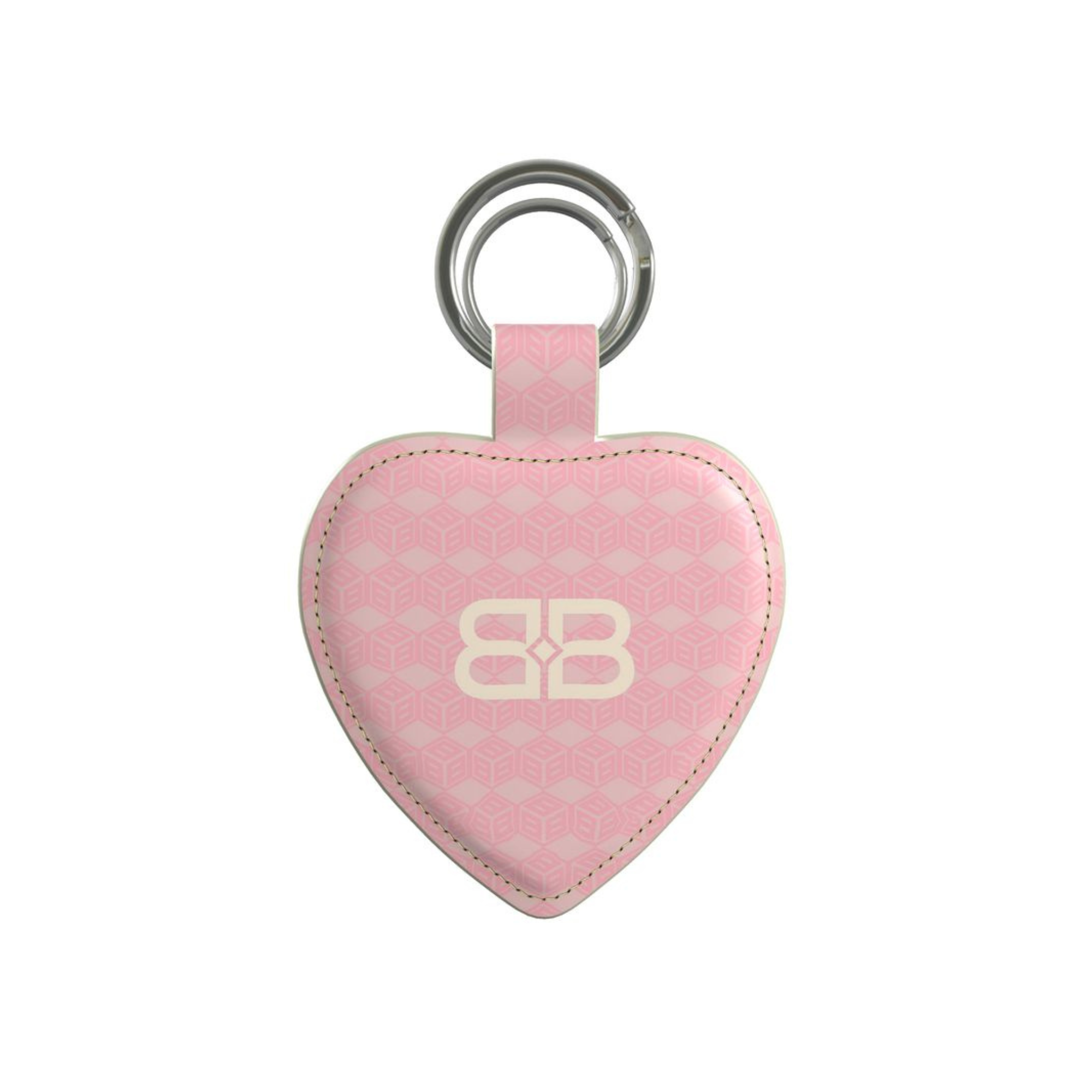 BB print heart-shaped smooth leather key ring