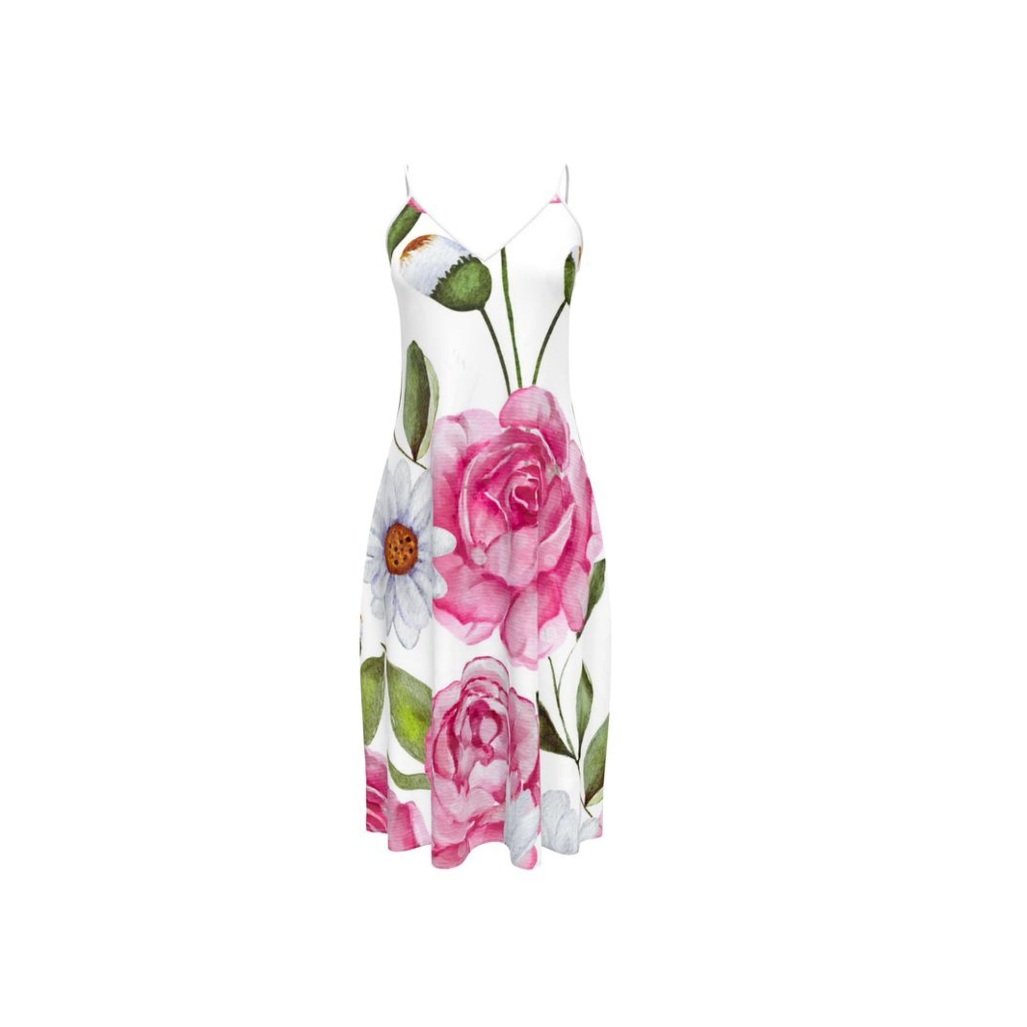 Kreppkleid mit PinkRose-Druck