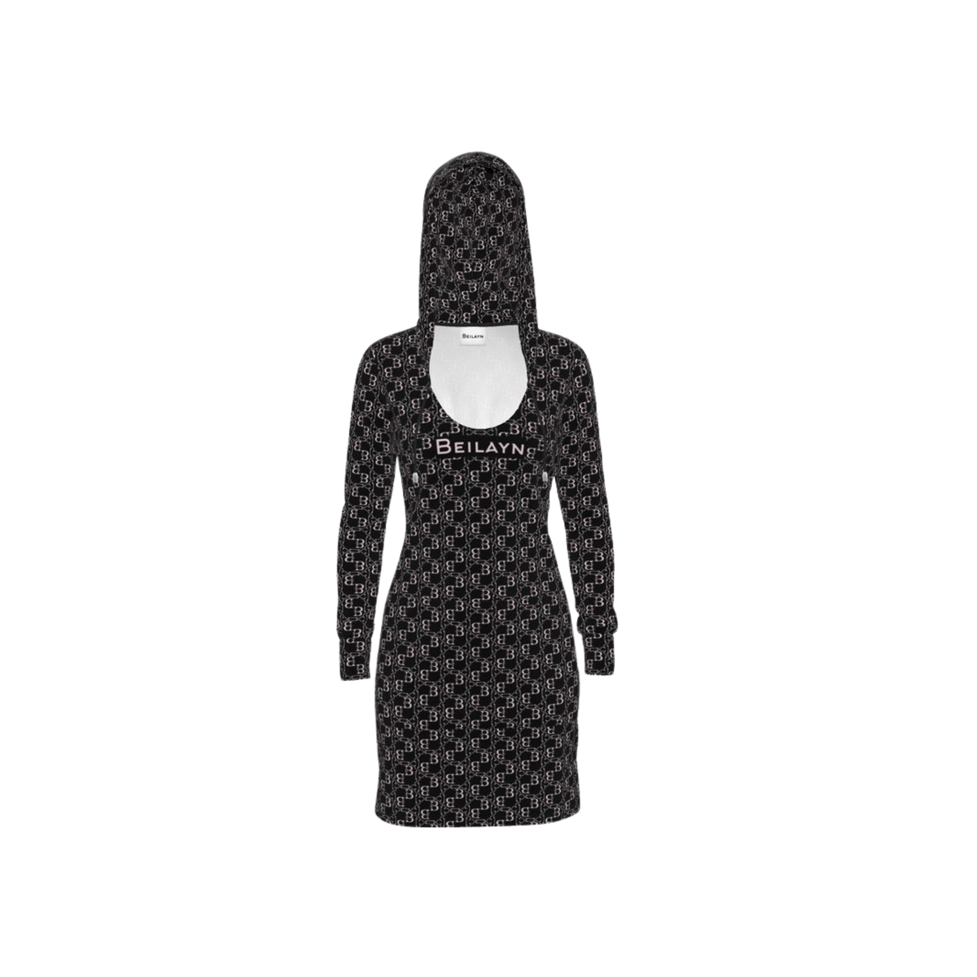 Beilayn Monogram Logo Print Cotton Jersey Hooded Dress