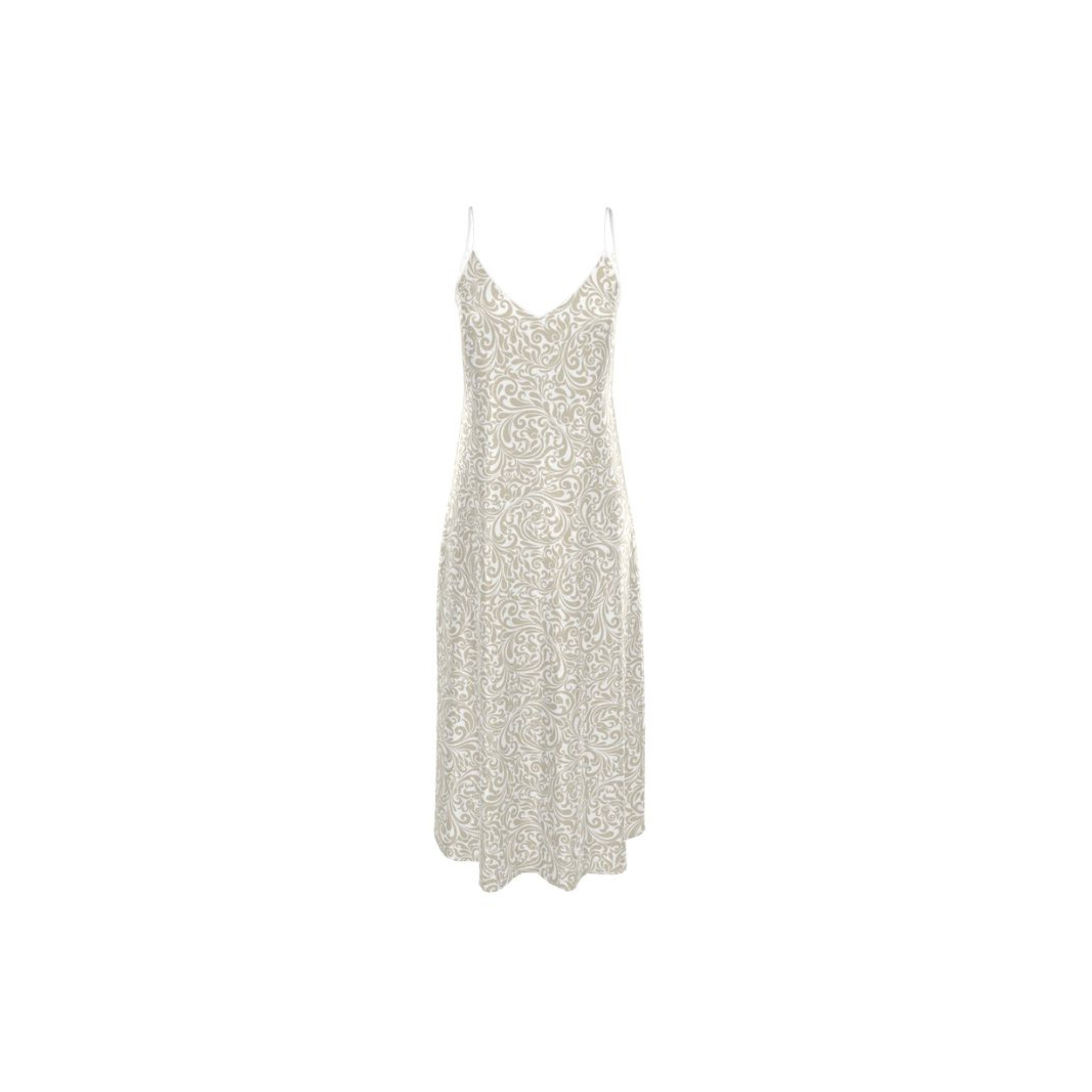 GoldWhite crepe evening dress