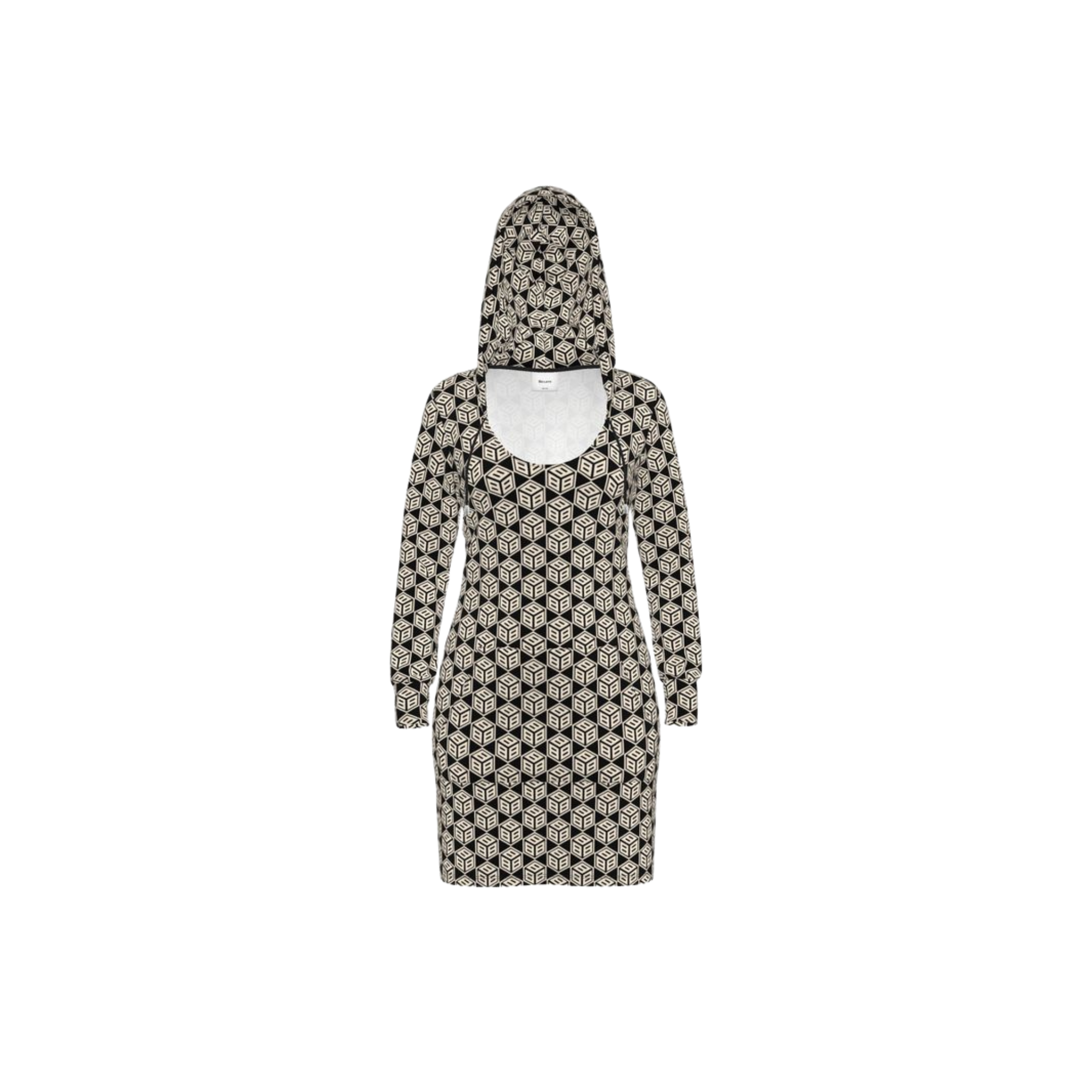 Hooded dress in cotton jersey with BB print