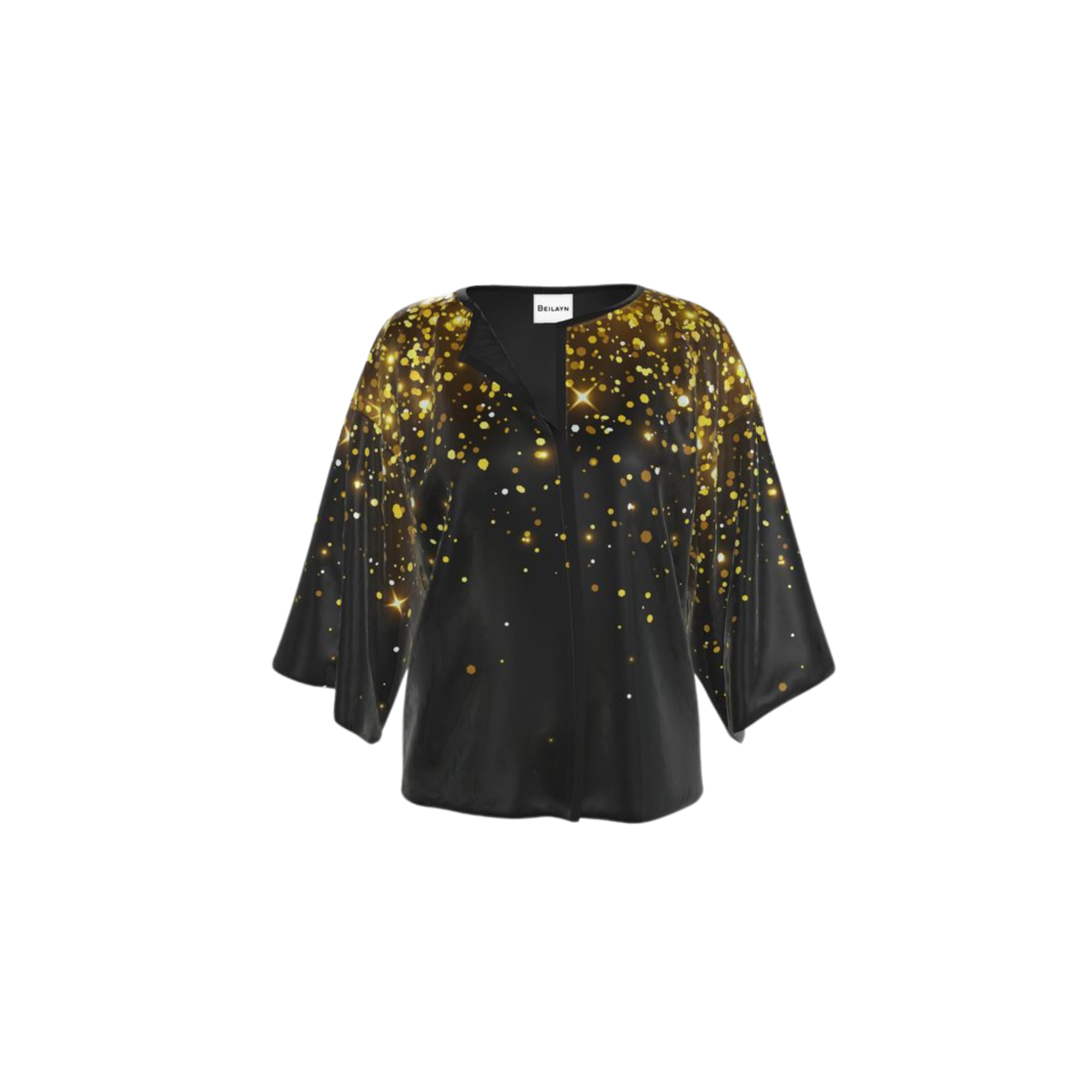 Silk jacket with gold sequin print