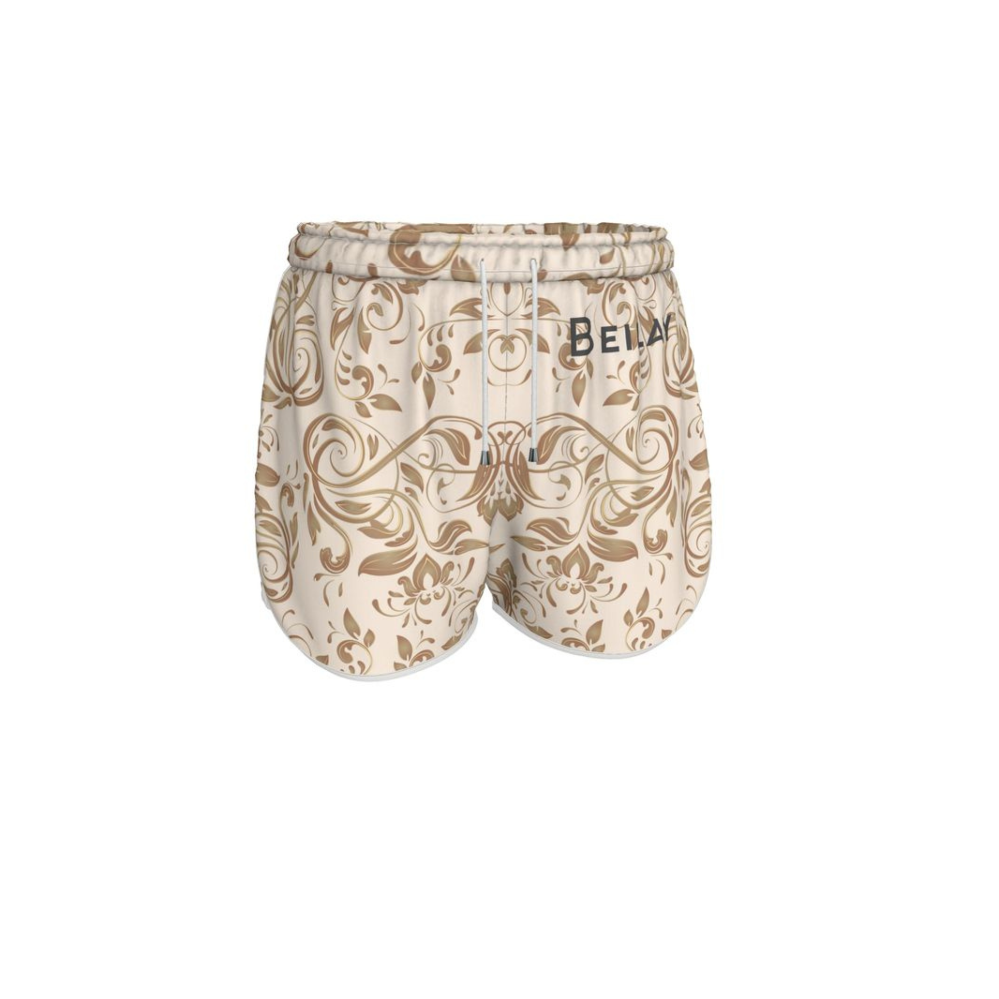 Cotton jersey shorts with GoldFlowers print