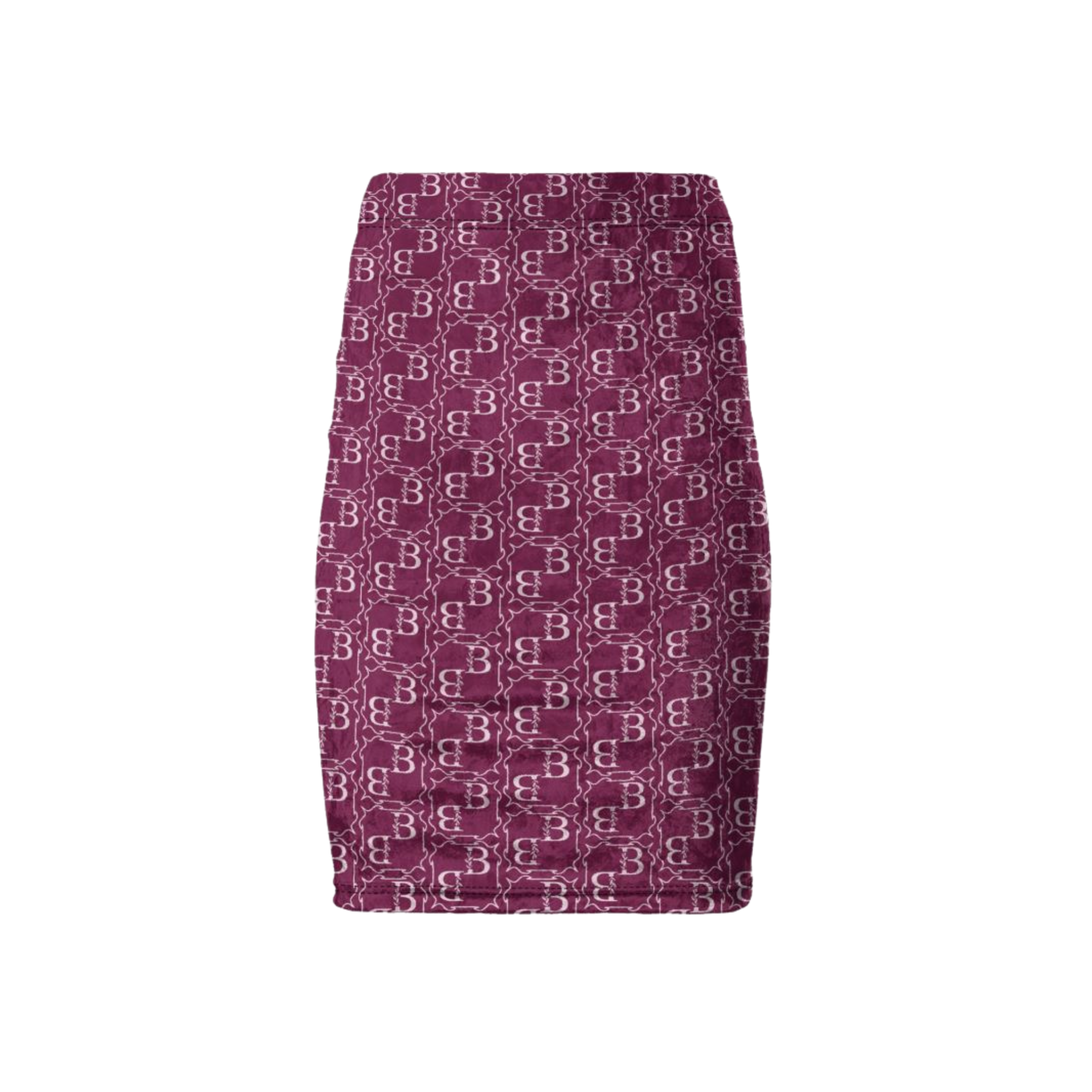 Velvet Pencil Skirt with Monogram Print