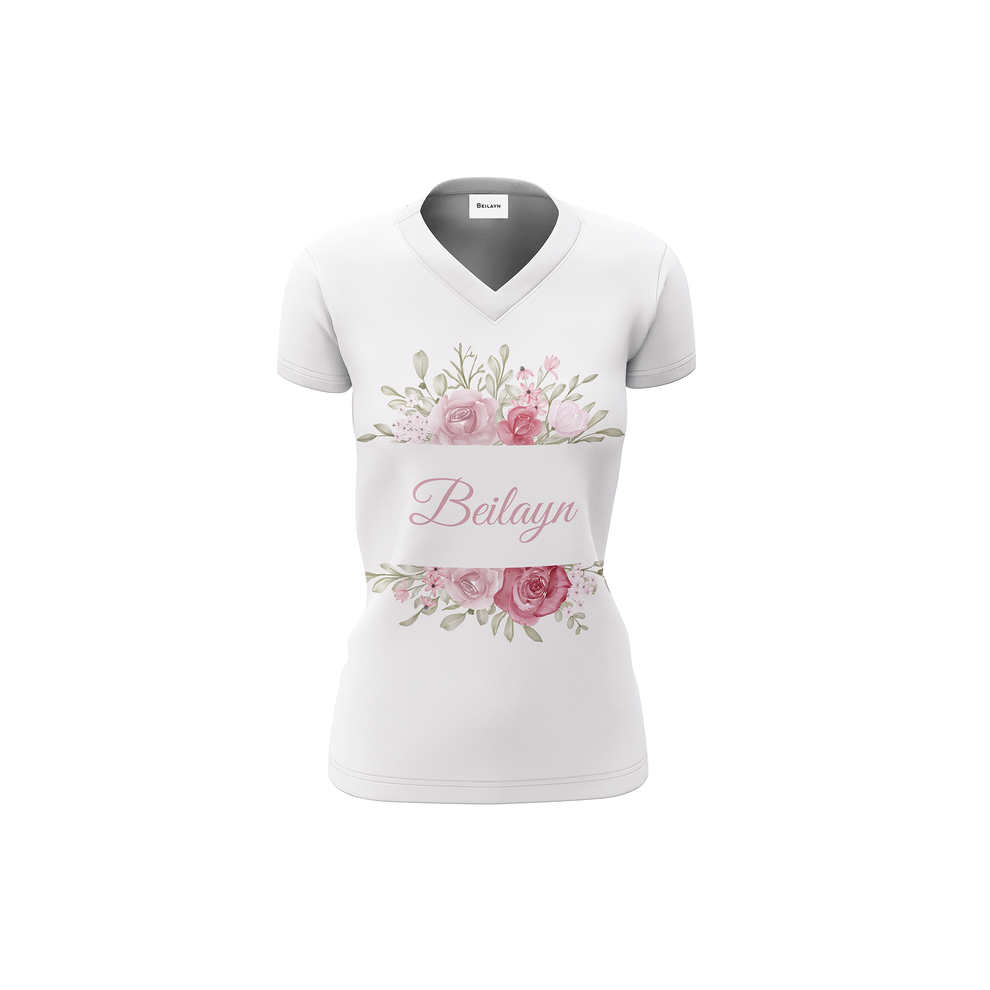 Cotton jersey T-Shirt with BeyPinkFlowers print