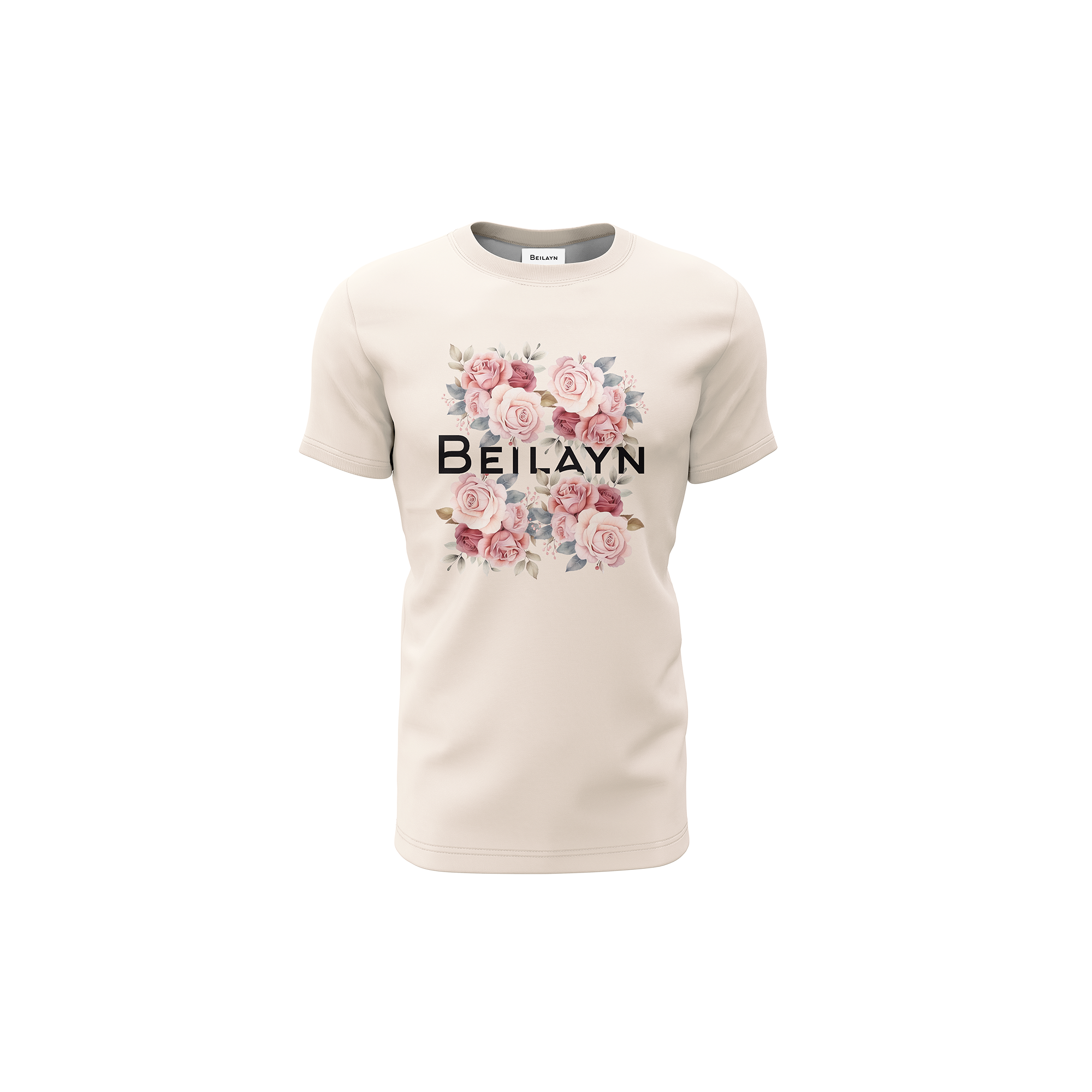 T-shirt with floral design and logo