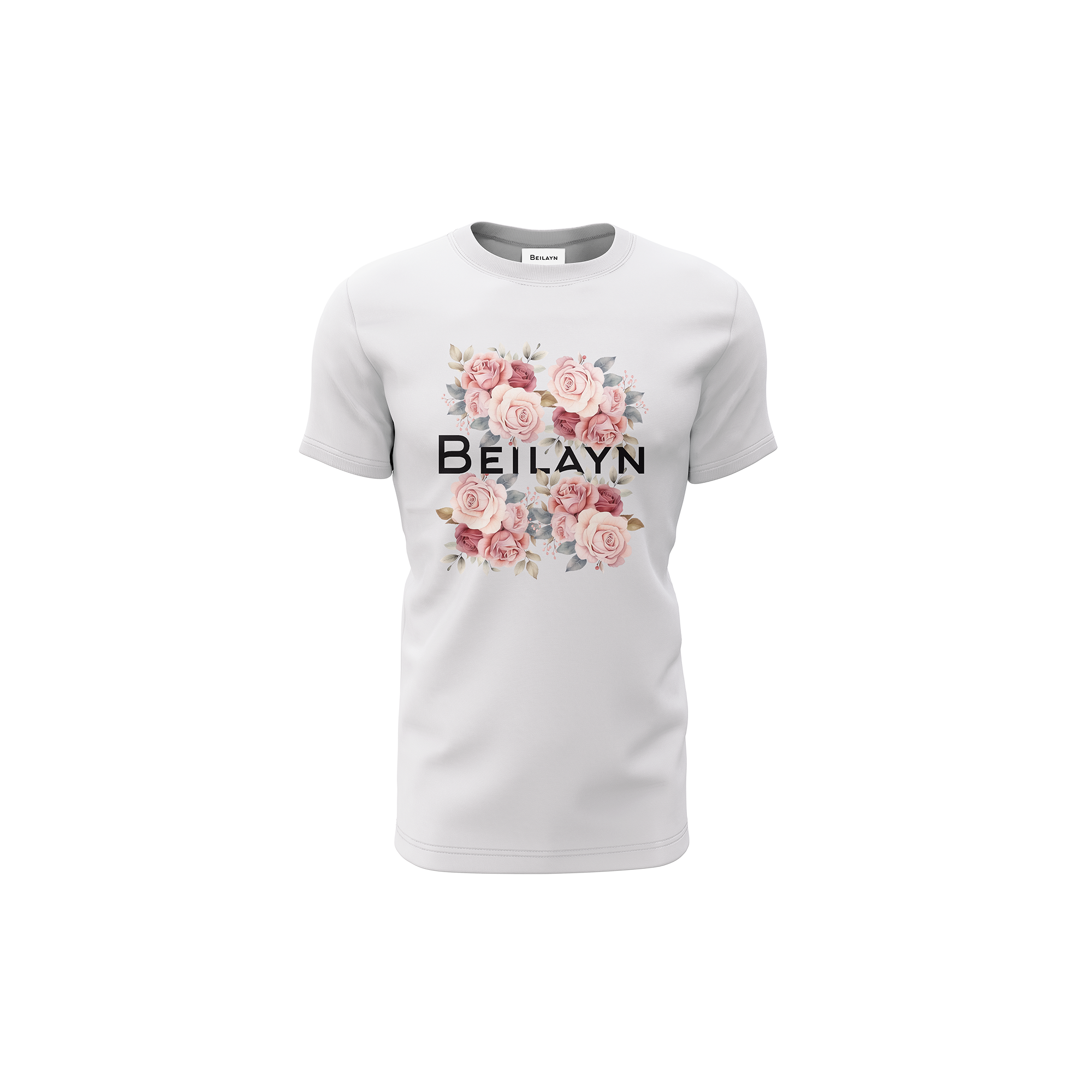 T-shirt met bloemmotief en logo